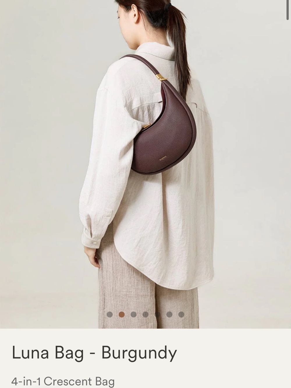 Songmont Luna Cresant Shaped Crossbody Bag in Burgundy 4 in 1 - Picture 12 of 12